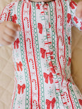 Load image into Gallery viewer, Bamboo Zip Romper | Retro Candy Cane
