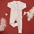 Load image into Gallery viewer, Blushing Bows Ribbed Bamboo Zippy Pajamas
