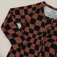 Load image into Gallery viewer, Bamboo Zip Romper | Chocolate Wavy Checkered
