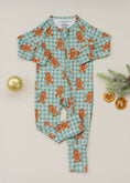 Load image into Gallery viewer, Bamboo Zip Romper | Gingerbread Gingham

