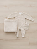 Load image into Gallery viewer, Oatmeal Pointelle Knit Blanket
