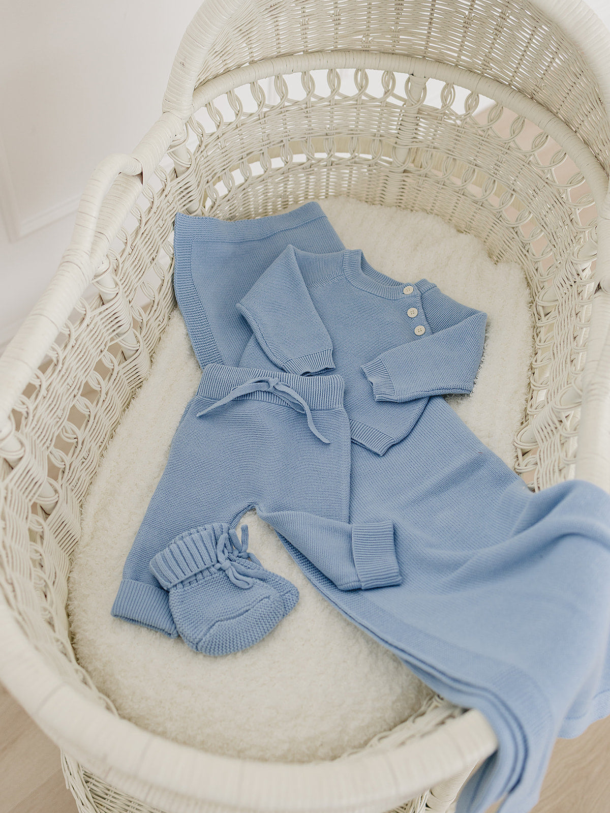 French Blue Knit Booties