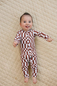 Load image into Gallery viewer, Bamboo Zip Romper | Chocolate Checkered
