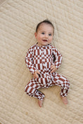 Load image into Gallery viewer, Bamboo Zip Romper | Chocolate Checkered
