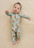 Load image into Gallery viewer, Bamboo Zip Romper | Gingerbread Gingham
