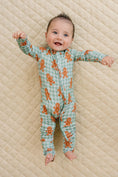 Load image into Gallery viewer, Bamboo Zip Romper | Gingerbread Gingham
