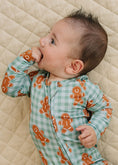 Load image into Gallery viewer, Bamboo Zip Romper | Gingerbread Gingham
