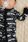 Load image into Gallery viewer, Bamboo Zip Romper | Race Cars
