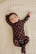 Load image into Gallery viewer, Bamboo Zip Romper | Chocolate Wavy Checkered
