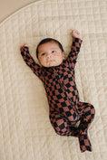 Load image into Gallery viewer, Bamboo Zip Romper | Chocolate Wavy Checkered
