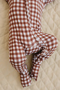 Load image into Gallery viewer, Bamboo Zip Romper | Chocolate Gingham
