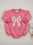 Load image into Gallery viewer, Applique Floral Bow Sweatshirt Romper
