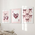 Load image into Gallery viewer, Coquette Cherry Wall Art Set of 3. Pink Romantic Decor
