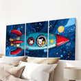 Load image into Gallery viewer, Outer Space Kids Wall Art. Rocket and Stars Nursery Prints
