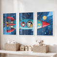 Load image into Gallery viewer, Outer Space Kids Wall Art. Rocket and Stars Nursery Prints
