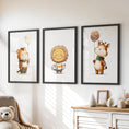 Load image into Gallery viewer, Woodland Jungle Set of 3 Prints. Lion, Giraffe, Tiger Art
