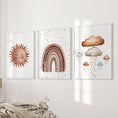 Load image into Gallery viewer, Minimalist Baby Room Wall Art Set of 3. Earthy Rainbow Theme
