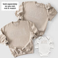 Load image into Gallery viewer, Mama, Dad and Mini Matching Custom Embroidered Sweatshirts and Bodysuits
