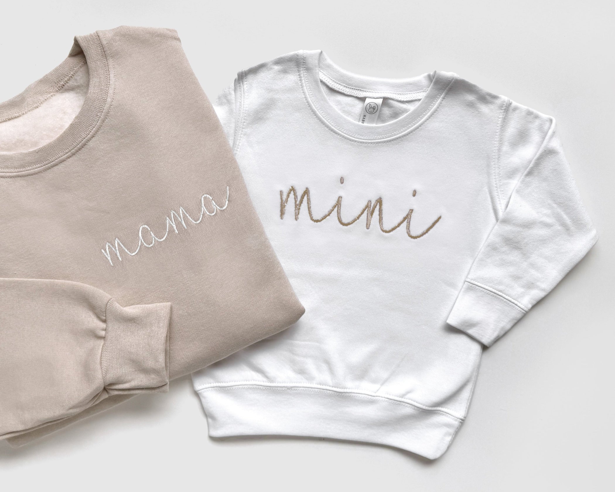 Mama, Dad and Mini Matching Custom Embroidered Sweatshirts and Bodysuits