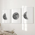 Load image into Gallery viewer, Moon Phases Set of 3 Prints. Black and White Lunar Cycle
