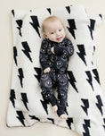 Load image into Gallery viewer, Lightning Bolt Fuzzy Blanket | Black

