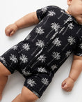 Load image into Gallery viewer, Bamboo Shorty Romper  | Palm Style Black
