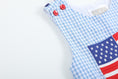 Load image into Gallery viewer, Blue Gingham American Flag Pocket Shortalls
