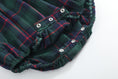 Load image into Gallery viewer, Blue, Green Red Plaid Christmas Santa Smocked Bubble Romper
