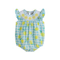 Load image into Gallery viewer, Blue Lemons Smocked Flutter-Sleeve Bubble Romper
