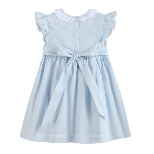 Blue Ruffled Crosses Smocked Dress
