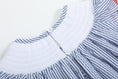 Load image into Gallery viewer, Blue Seersucker Baseball Smocked Bishop Dress
