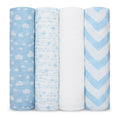 Load image into Gallery viewer, Muslin Swaddle Blankets in Blue, 4 Pack
