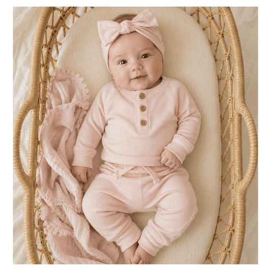 Blush Ribbed Bamboo Baby Jogger Pants