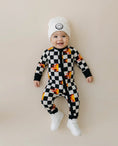 Load image into Gallery viewer, Bamboo Zip Romper | Checker Blaze
