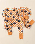 Load image into Gallery viewer, Bamboo Zip Romper | Checkered Pumpkin

