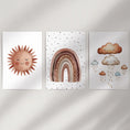 Load image into Gallery viewer, Minimalist Baby Room Wall Art Set of 3. Earthy Rainbow Theme
