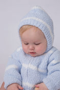 Load image into Gallery viewer, Chenille - Light Blue & Ivory Stripe Hooded Jacket

