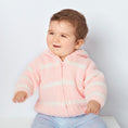 Load image into Gallery viewer, Chenille - Pretty Pink & Ivory Stripe Hooded Jacket
