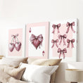 Load image into Gallery viewer, Coquette Cherry Wall Art Set of 3. Pink Romantic Decor
