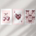 Load image into Gallery viewer, Coquette Cherry Wall Art Set of 3. Pink Romantic Decor
