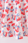 Load image into Gallery viewer, Blue cherry smocked tiered dress
