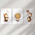 Load image into Gallery viewer, Woodland Jungle Set of 3 Prints. Lion, Giraffe, Tiger Art
