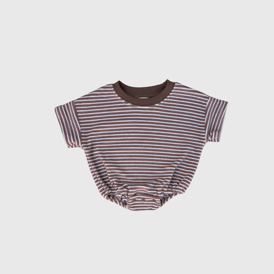Terry T-Shirt Romper | Cola Stripe