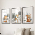Load image into Gallery viewer, Forest Animal Nursery Decor. Cute Fox Fawn Bear Print Set
