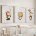Load image into Gallery viewer, Woodland Jungle Set of 3 Prints. Lion, Giraffe, Tiger Art
