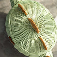 Load image into Gallery viewer, Dinosaur Rattan Storage Basket Mint Green - Medium
