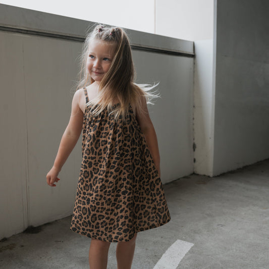 Child Muslin Sleeveless Dress | Leopard