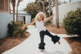 Load image into Gallery viewer, Black Denim Double Ruffle Pant
