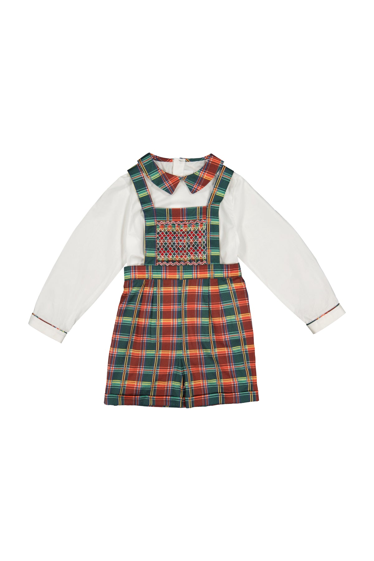 GEORGE TARTAN ROUGE OVERALLS SET