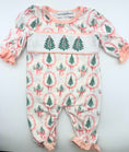 Load image into Gallery viewer, Pink Christmas Tree Embroidery Romper
